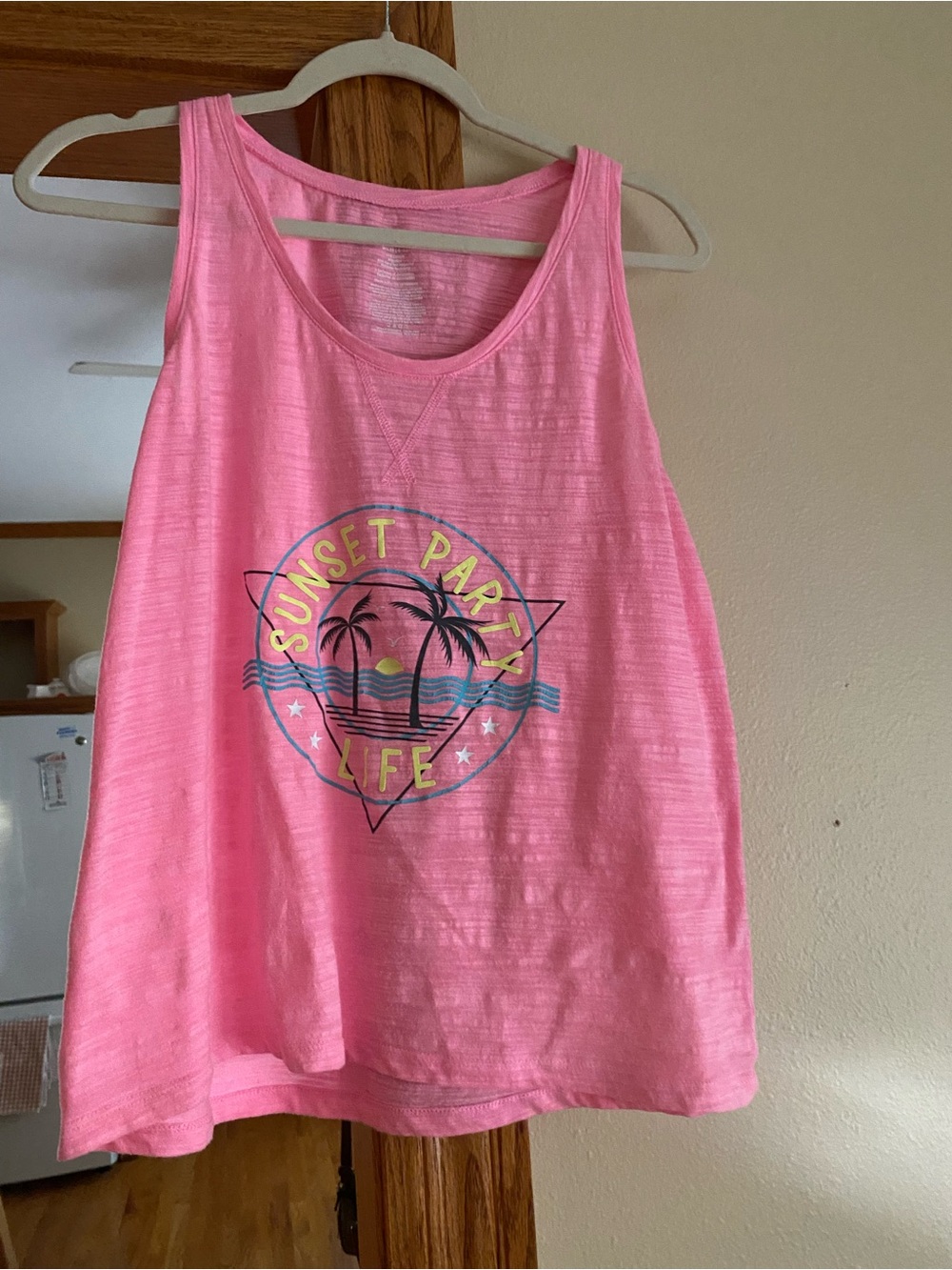 Secret treasures Pink & Blue womens Tropical Graphic Tank Tops - Picture 3 of 7